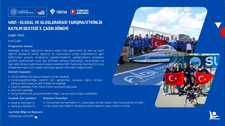 4001 Ulusal ve Uluslararası Yarışma/Etkinlik Katılım Desteği Hakkında